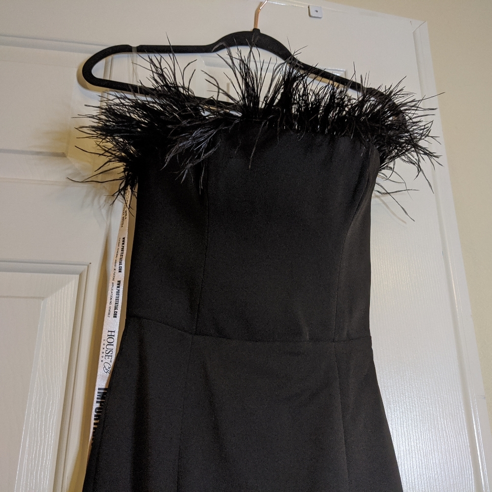 SOLD House of CB Bianca Feather Dress Black - Picture 8 of 10